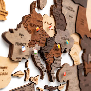 3D Wooden World Map