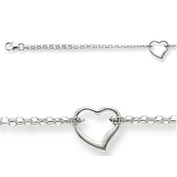 Finejewelers 10 Inches 1 Hearts Ankle Bracelet - Style No. 460003