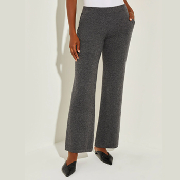 Cashmere Wide Leg Pant, Charcoal