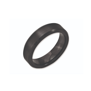 Chisel Black Ceramic Beveled Edge 6mm Brushed And Polished Wedding Band - Style No. CER42