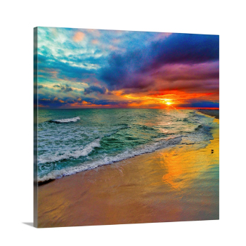 Colorful Seascape-Swirling Multi Color Sunset Wall Art