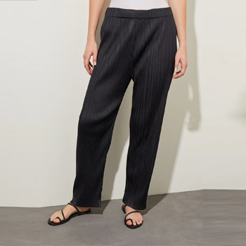 Crepe de Chine Fine Pleat Straight-Leg Pants