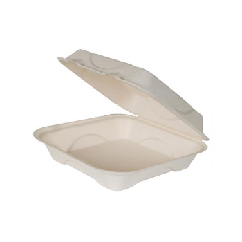 Eco-Products - EP-HC91NFA - 9 in x 9 in x 3 in Renewable and Compostable Hinged Bagasse Clamshells