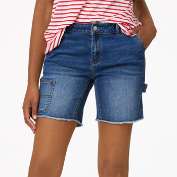 Frayed Cargo Denim Shorts