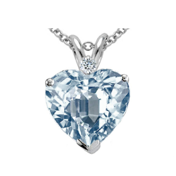 Tommaso Design™ Simulated 8mm. Heart Shape Aquamarine and Genuine Diamond Pendant Necklace (1.82 ct. tw.) - Style No. 23892