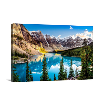 Landscape Sunset View Of Morain Lake And Mountain Range, Canada Wall Art