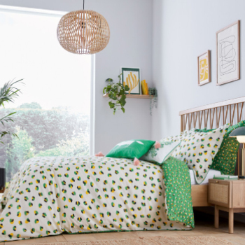 Leopard Dots Bedding Set Single, Pebble & Mint Leaf