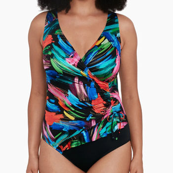 Ruffle Surplice Long Torso Swimsuit Side Swipe