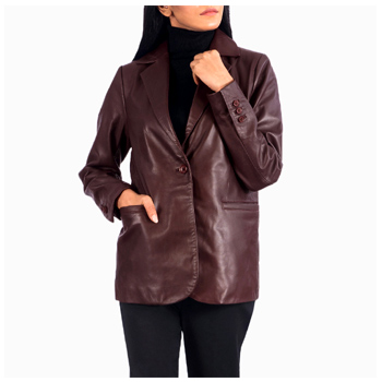 Maroon Leather Blazer