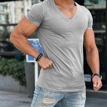 Men's T shirt Tee Tee Top Plain V Neck Street Vacation Short Sleeves