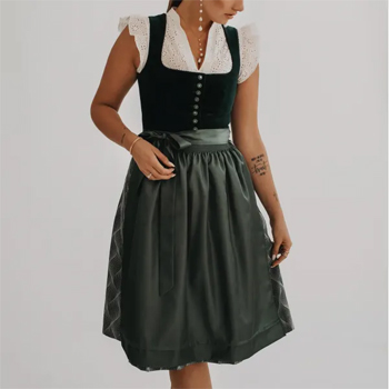 Oktoberfest Dark Green Velvet Dirndl