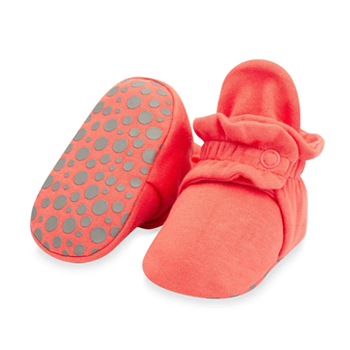 Organic Cotton Gripper Baby Bootie - Coral