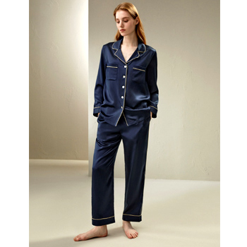 Gold Piping Silk Pajamas Set