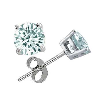 Tommaso Design™ Round Genuine Aquamarine Earrings Studs (0.70 ct. tw.) - Style No. 23431