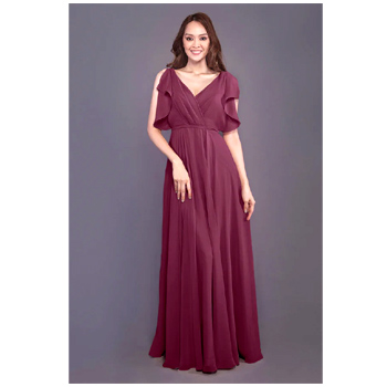 Sheath-Column Floor Length Chiffon Bridesmaid